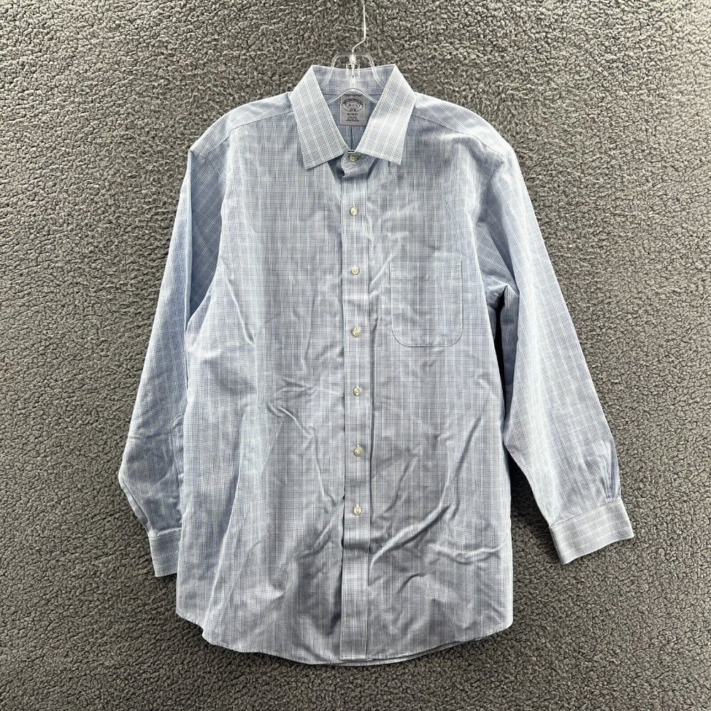 Brooks Brothers Shirt Mens 16–2/3 Regent Long Sleeve Button Up Blue Checked